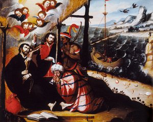 "Representação de São Francisco Xavier (1506-1552), missionário jesuíta, co-fundador da Companhia de Jesus e padroeiro das missões" Pintura anónima. de Anonymous Anonymous