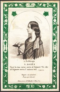 Representação de Santa Agatha Piedosa imagem. Cartão postal. O início do século XX. Colecção Privada. de Anonymous Anonymous