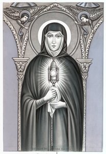 Representação de Santa Clara (Chiara) de Assis (c.1192-1253), fundadora da ordem religiosa das Clarissas imagem piedosa. Estreia da Coleção Privada do século XX de Anonymous Anonymous