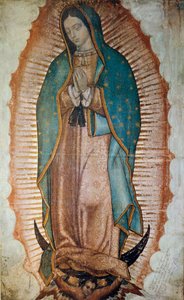 Representação da Virgem de Guadalupe, santa padroeira do México Gravuras.