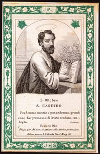 Imagem de São Cândido Piedoso. Cartão postal. início do século XX. Colecção privada. de Anonymous Anonymous