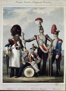 Uniformes do exército real da Sardenha - litografia de Anonymous Anonymous