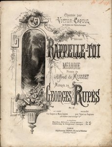 Nota da melodia "remember-se" de Georges Rupes após uma poesia de Aldre de Musset. Colecção privada. de Anonymous Anonymous
