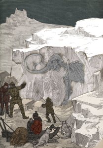 Procura de marfim fóssil mamute na Sibéria, no século XIX. Gravura a partir de 1885 em "Les arts et metiers illustres" de Adolphe BITARD. de Anonymous Anonymous