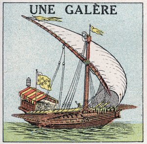 Naves e navios: uma galé. Ilustração anónima de 1925. Coleção privada. de Anonymous Anonymous