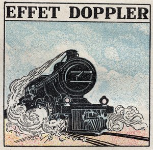 Energia sonora: Efeito Doppler destacado em 1842 por Christian Andreas Doppler (1803-1853). O assobio de uma locomotiva tem um som agudo quando chega e torna-se grave quando se afasta. Ilustração anônima de 1925. Coleção privada. de Anonymous Anonymous