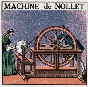 Máquinas estáticas: a máquina do abade Jean Antoine Nollet (Jean-Antoine) (1700-1770) inventada em 1740. Ilustração anónima a partir de 1925. Coleção particular. de Anonymous Anonymous