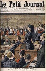 Caso Steinheil: Marguerite Steinheil (1869-1954) ouvindo a leitura do veredicto - Le Peiny Journal, novembro de 1909 de Anonymous Anonymous