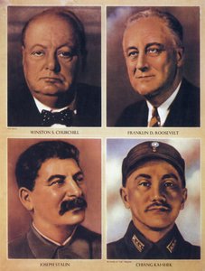 Os líderes Aliados da Segunda Guerra Mundial - Winston Churchill, Franklin Delano Roosevelt, Joseph Stalin e Chiang Kai Shek - 1943 de Anonymous Anonymous