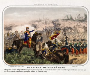A Batalha de Solferino (24 juin 1859) - Anónimo - 1859 - Litografia a cores - 40,1x28,1 - Colecção Privada de Anonymous Anonymous
