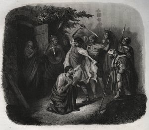 A Decolação de São Julião (Martírio). Gravura de 1846 em "Vidas dos Santos". Coleção privada. de Anonymous Anonymous