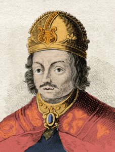 O Rei de Castela Alfonso X o sábio (Alfonso X el Sabio) (1221-1284) Gravura do século XIX. Milanês de Anonymous Anonymous