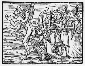 O beijo ritual do sábado nas nádegas do diabo - "Compendium Maleficarum", trata das bruxas, dos seus infortúnios e dos seus colégios de Francesco Maria Guazzo ou Guaccio ou Guaccius (15?? -16??) 1608 Coleção Privada