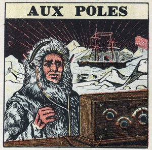 O T.S.F. usado nos postes. Ilustração anónima de 1925. Coleção privada. de Anonymous Anonymous