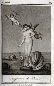 O nascimento de Vénus (Nascimento de Vénus). Gravura de 1819 em "Lettres a Emilie sur la mythologie" de Charles Albert Demoustier (1760-1801). Coleção particular. de Anonymous Anonymous