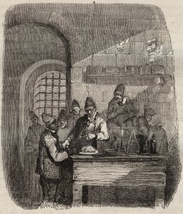 A cantina do Brest Bagne, no século XIX. Gravação em "Histoire des bagnes depuis leur création à nos jours" (1877) de Pierre Zaccone (1817-1895) (Colonia Penale - colônia penal). Coleção particular. de Anonymous Anonymous
