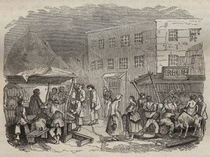 A cantina da bagne de Rochefort no século XIX. Gravura em "Histoire des bagnes depuis leur création à nos jours" (1877) de Pierre Zaccone (1817-1895) (Colonia Penale - colônia penal) Coleção particular. de Anonymous Anonymous