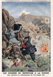 Os perigos de se apresentar na guerra: "Dois repórteres correspondentes em países em guerra arriscando suas vidas", ilustração do "Le Petity Journal" 03/11/1912 Coleção privada. de Anonymous Anonymous