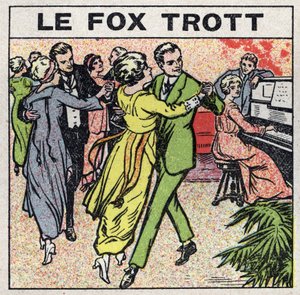 Os efeitos da música: casais dançam o Fox Trot (Fox Trot) em uma noite social. Ilustração anônima de 1925. Coleção particular. de Anonymous Anonymous