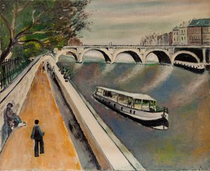 A nova ponte em Paris em 1950 - pintura anónima de Anonymous Anonymous