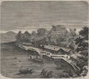 O penitenciário Saint-Laurent em Cayenne (Guiana Francesa) no século XIX. Gravura em "Histoire des bagnes depuis leur création à nos jours" (1877) de Pierre Zaccone (1817-1895) (Colonia Penale - colônia penal) de Anonymous Anonymous