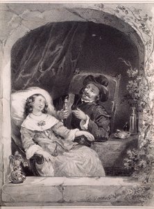 A visita do médico a uma jovem senhora (litografia de Anonymous Anonymous