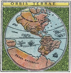 Tempo: orbis terrae. O globo terrestre com o Equador e os trópicos. Ilustração anônima de 1925. Coleção privada. de Anonymous Anonymous
