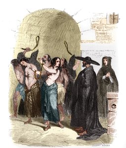 Tortura durante a Inquisição em Espanha, no século XVI: mulheres condenadas à pena de multa de fustiga. de Anonymous Anonymous
