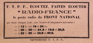 Tracto da chamada da FFI-FTPF para ouvir a Rádio França, "a estação de rádio da Frente Nacional". de Anonymous Anonymous