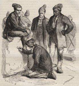 Tipos de galerias do Brest Bagne, no século XIX. Gravura em "Histoire des bagnes depuis leur création à nos jours" (1877) de Pierre Zaccone (1817-1895) (Colonia Penale - colônia penal). Coleção particular. de Anonymous Anonymous
