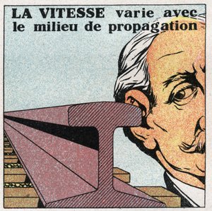 Movimentos vibratórios: a velocidade varia com os movimentos de propagação. Ilustração anónima a partir de 1925. Coleção privada. de Anonymous Anonymous
