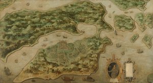 Vista de Ambon, c.1617 (óleo sobre tela) de Anonymous Anonymous
