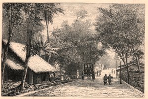 Vista de uma rua de Colombo no Ceilão (Sri Lanka). Gravura em "Les Missions Catholiques au XIXeme Siecle" de Louis-Eugene (Louis Eugene) Louvet. coleção particular. de Anonymous Anonymous