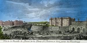 Vista da Bastilha de Paris, da Porta de Santo Antônio e parte do faubourg no século XVIII, Gravura, Coleção particular de Anonymous Anonymous