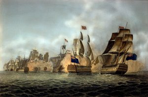 Vista da Batalha do Cabo Saint-Vincent em 14/02/1797 Gravura de 1798 de Anonymous Anonymous