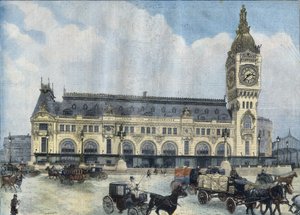 Vista da Gare de Lyon em Paris, em 1902. Gravura em "Le Peute Parisien". de Anonymous Anonymous