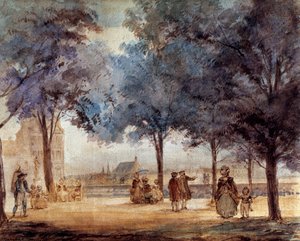 Vista do terraço Tuileries em Paris, em 1786. de Anonymous Anonymous