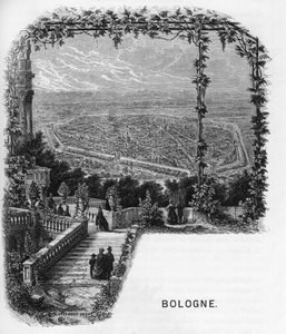 Vista da cidade de Bolonha (Bolonha), Itália gravada de 1859 nas "galerias da Europa - Itália" por armengaud. Coleção particular. de Anonymous Anonymous