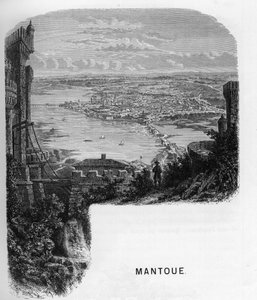 Vista da cidade de Mântua (Mantova), Itália. gravura de 1859 em "as galerias da Europa - Itália" de armengaud. Coleção particular. de Anonymous Anonymous
