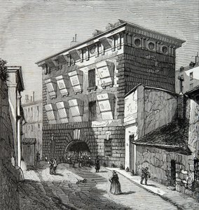 Vista da antiga prisão de La Force, rue du roi de Sicily em Paris no século XIX, Gravura, Colecção privada de Anonymous Anonymous