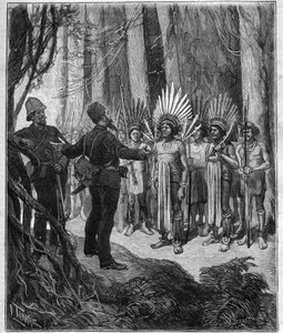 Viagem de Henri Coudreau (1859-1899), professor de geografia e explorador no território indiano da Guiana - recebeu dos chefs de Roucouyan - gravada no "Journal des voyages" de 1889. de Anonymous Anonymous