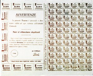 WWI: bilhetes de ração para pão, manteiga, açúcar e arroz (impresso, c.1914-1918) de Anonymous Anonymous