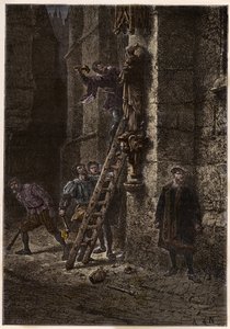 Guerra das Religiões - Iconoclasme - Destruição de objetos sagrados pelos hereges (protestantes) no século XVI na França - Iconoclastas hereges na França - Fúria Iconoclasta - Protestantes Destruem Imagens de Maria e do Cristo-Criança - gravura de "L