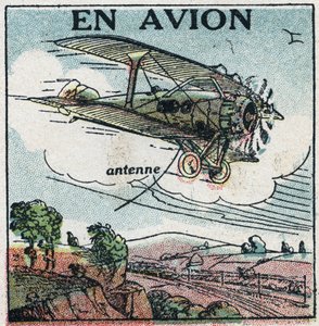 Telefonia sem fio: por avião. Ilustração anônima de 1925. Coleção privada. de Anonymous Anonymous