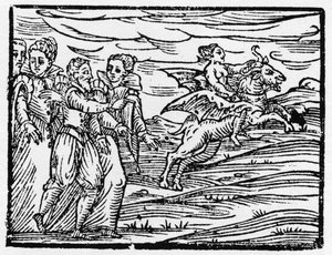 Bruxa montando uma cabra - "Compendium Maleficarum", negócios sobre bruxas, seu mal e suas faculdades por Francesco Maria Guazzo ou Guaccio ou Guaccius (15?? -16??) 1608 Coleção Privada de Anonymous Anonymous