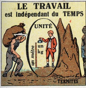 Trabalho e poder: o trabalho é dependente do tempo. Ilustração anónima a partir de 1925. Coleção privada. de Anonymous Anonymous