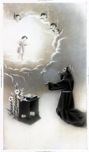imagem piedosa: representação de Santo António de Pádua (Antonio di Padova) conhecido como o Thaumaturge (1195-1231). Cartão de coleção particular de Anonymous Anonymous