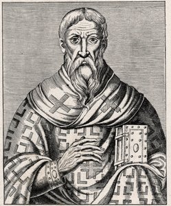 Retrato de Dionísio, o Areopagita - Retrato de São Negado o Areopagita (século I), eveque grego - Gravura depois de uma ilustração da "Vida de homens ilustres" de Thevet - In "Les Missions Catholiques au XIXeme Siecle" de Louis-Eugene (Loui de Anonymous Anonymous