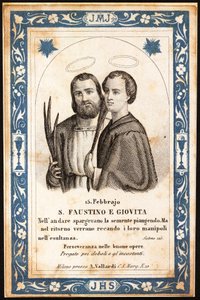os mártires Saint Faustin e Saint Jovite Pious imagem. Cartão Postal. O início do século XX. Colecção Privada. de Anonymous Anonymous