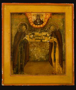 Santos Zosima e Savvatiy de Solovki, final do século XVIII. de Anonymous Russian icon painter